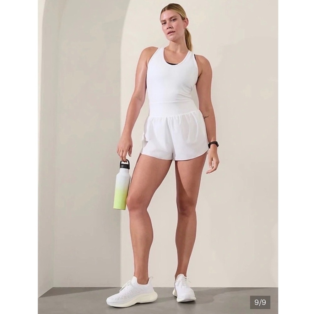 Athleta White Crossover Runsie Athletic Romper Dress L NWT 415829 PowerMove‎